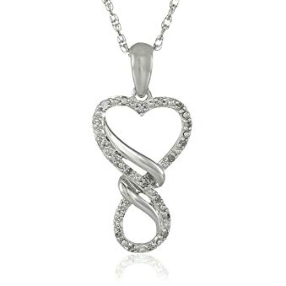 Diamond Infinity Heart Pendant Silver Necklace